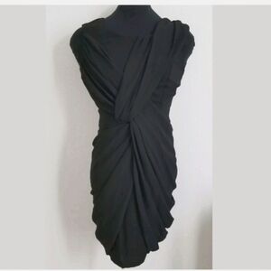 COPY - Forever21 Black Twist Front Evening cocktail draped mini dress size XS
